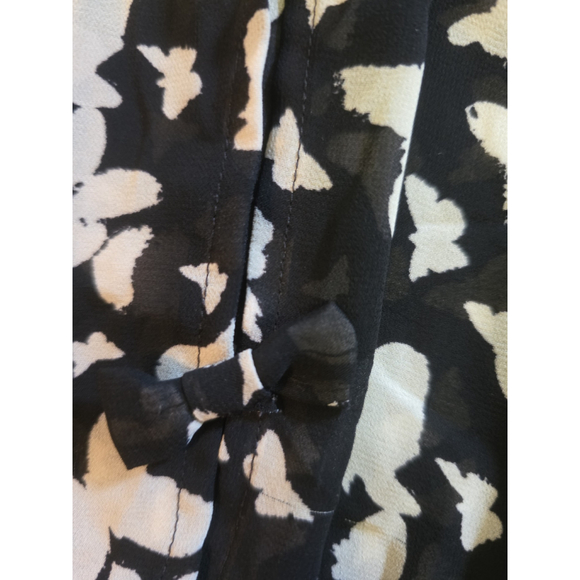 Lauren Conrad black white sheer shirt top size XS cute sleeves with bows - Picture 2 of 4